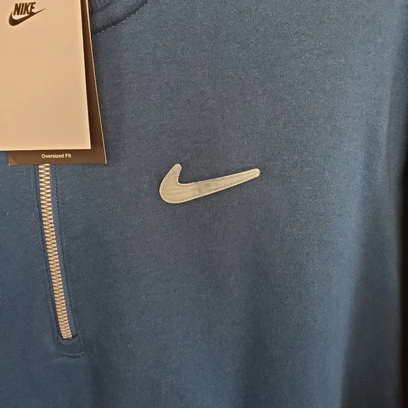 Nike Swoosh fleece half zip oversized sweatshirt teal blue womens - Picture 6 of 7